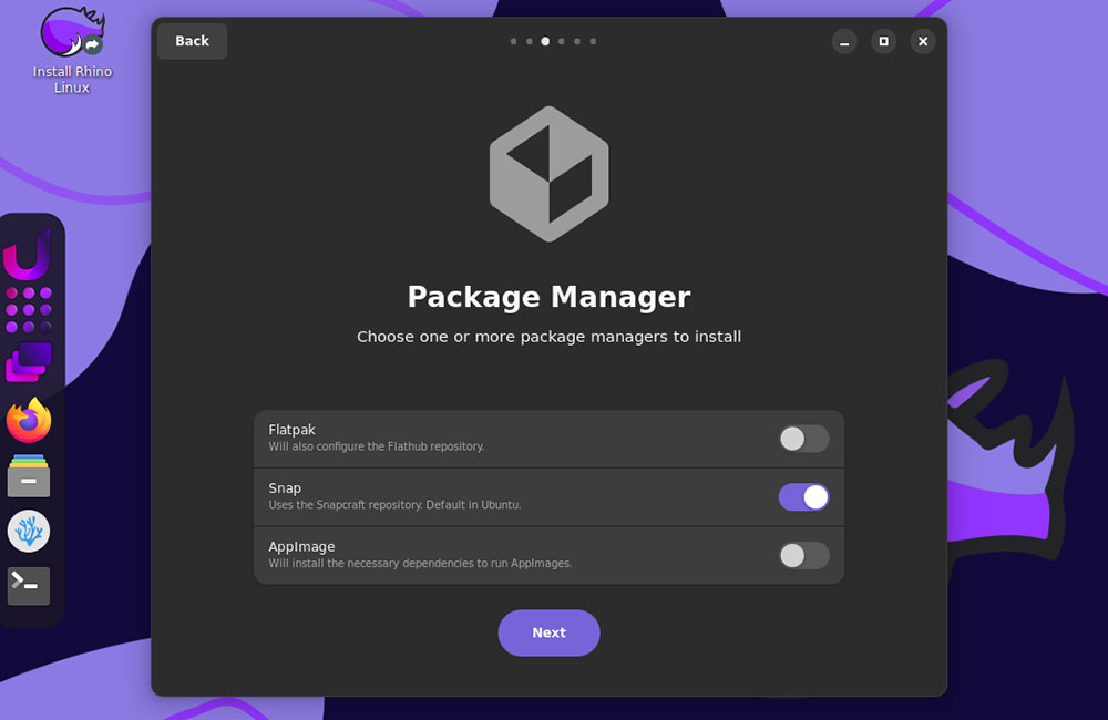 Rhino Linux Pacakge Manger, Flatpak, Snap, AppImage